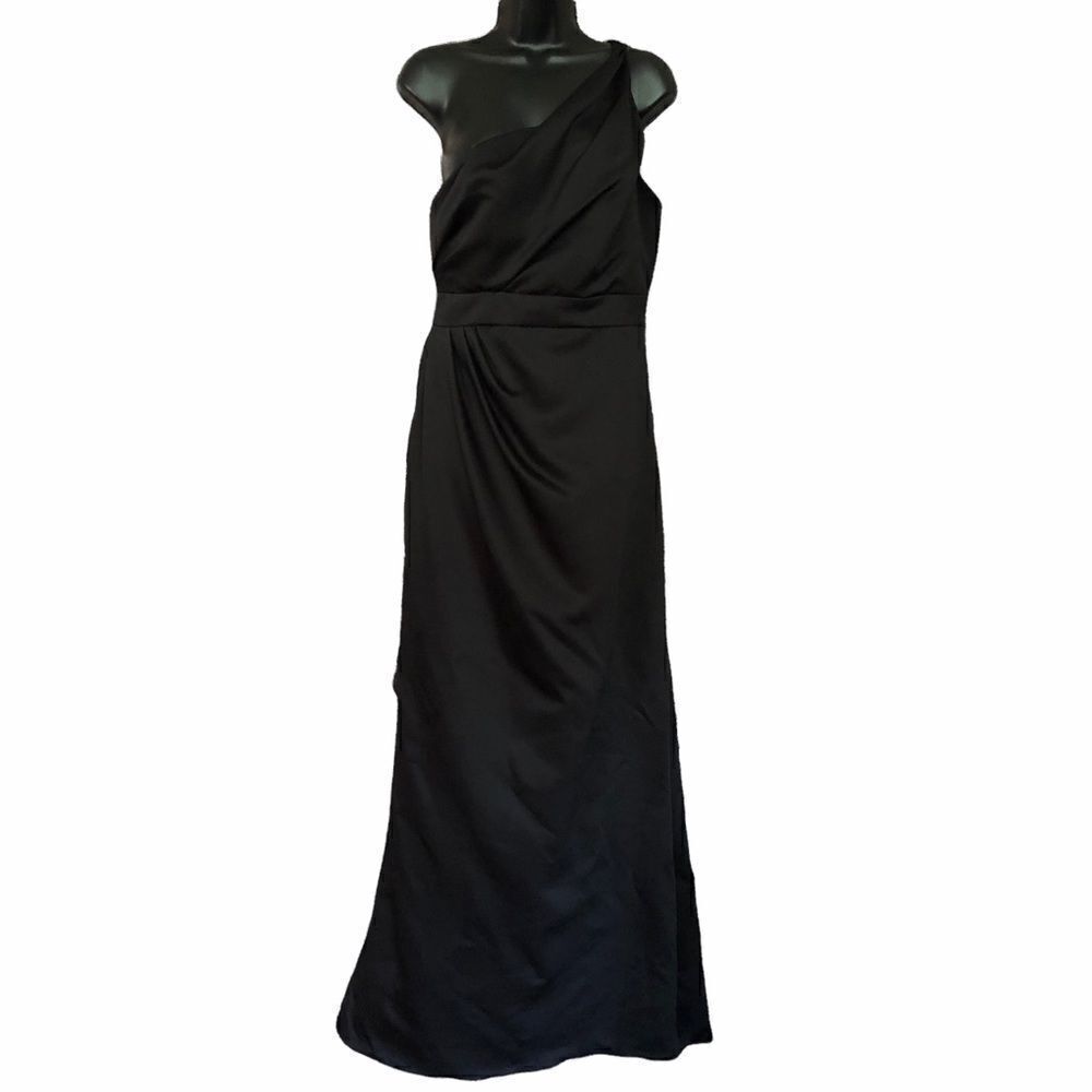 Jim Helm Occassion Formal Black Gown One Shoulder size 12 Vintage Fits like 4